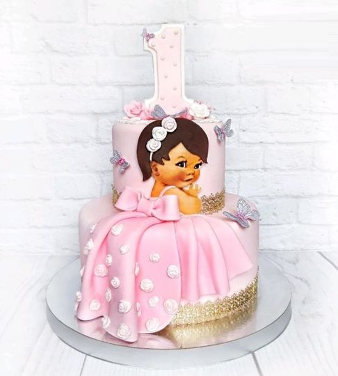 Торт на 1 год девочка в платье №211914