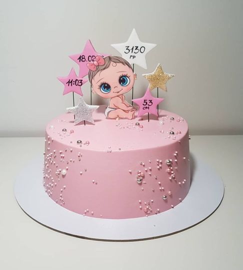 Торт на 1 год девочке минимализм №211920