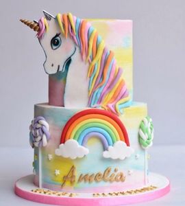 Торт радужный единорог для Амелии №223303