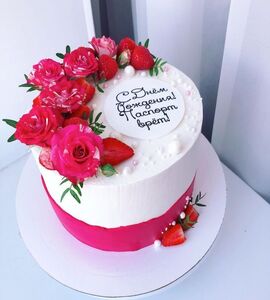 Торт женщине с цветами №125803