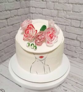 Торт женщине с цветами №125813