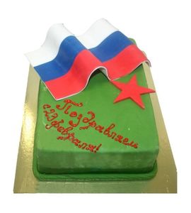 Торт на 23 февраля с флагом России и звездой