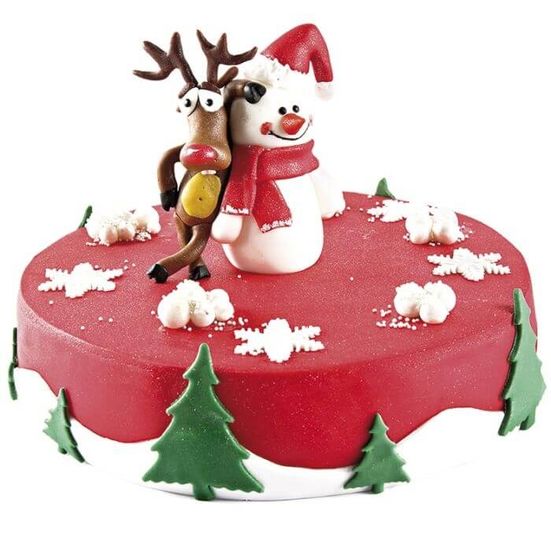 Торт с оленем и снеговиком